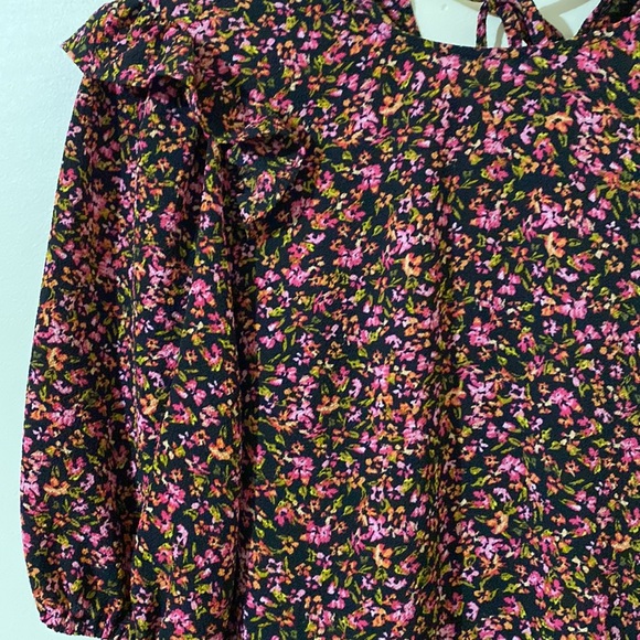 Divided H&M Black/Pink Floral Print Short Dress Women Size XS - Picture 2 of 12